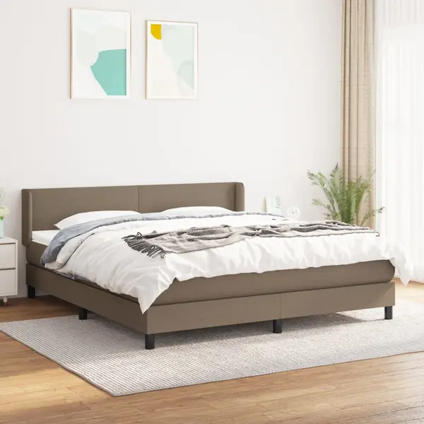 Gossi pat continental cu saltea, gri taupe, 180x200 cm, textil