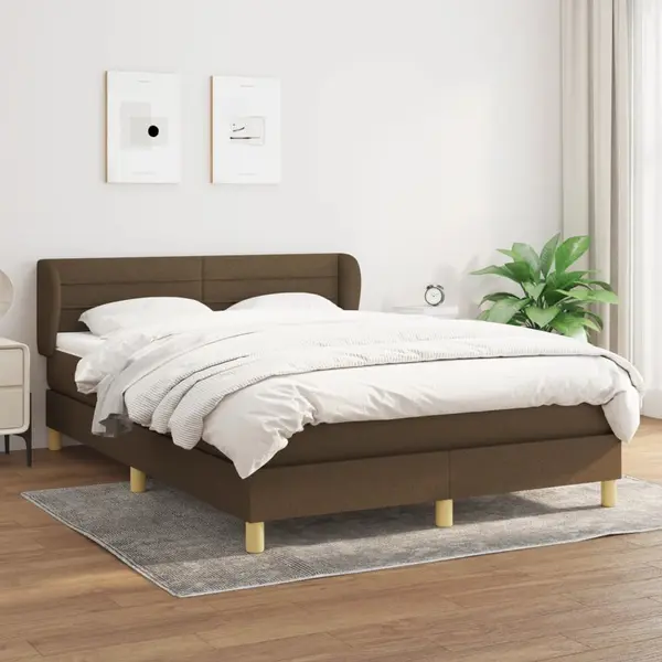 Gossi pat continental cu saltea, maro inchis, 140x200 cm, textil