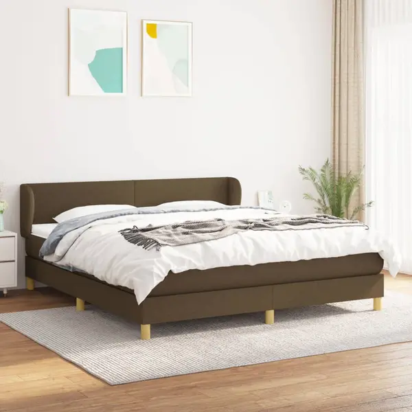 Gossi pat continental cu saltea maro inchis 180x200cm material textil