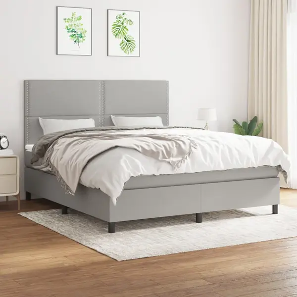 Gossi pat continental, gri deschis, 180x200 cm, material textil