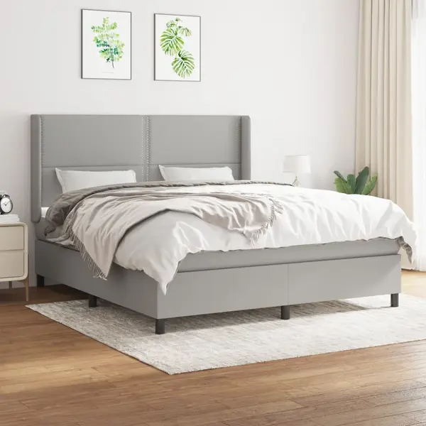 Gossi pat continental, gri deschis, 180x200 cm, material textil