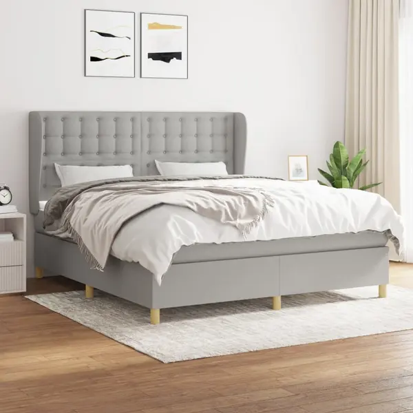 Gossi pat continental, gri deschis, 180x200 cm, material textil