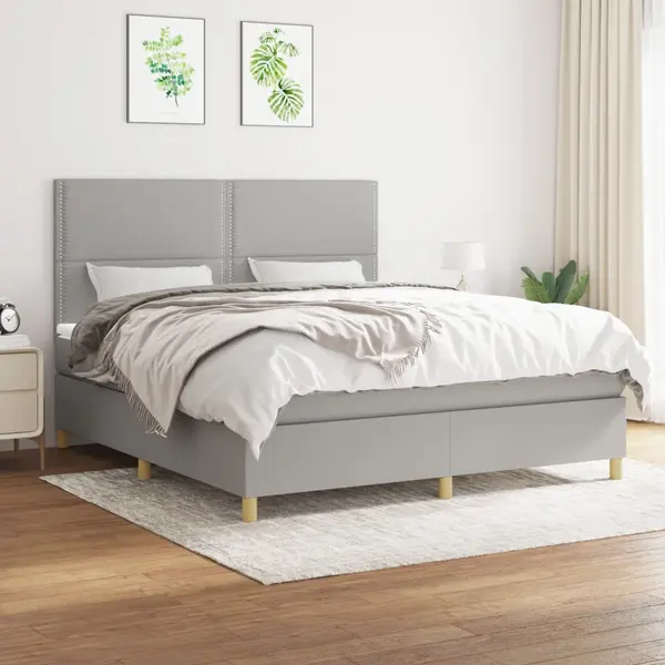 Gossi pat continental, gri deschis, 180x200 cm, material textil