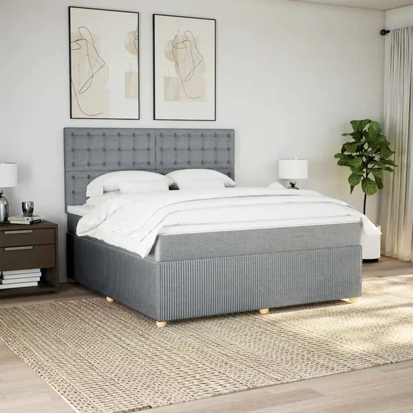 Gossi pat continental, gri deschis, 180x200 cm, material textil