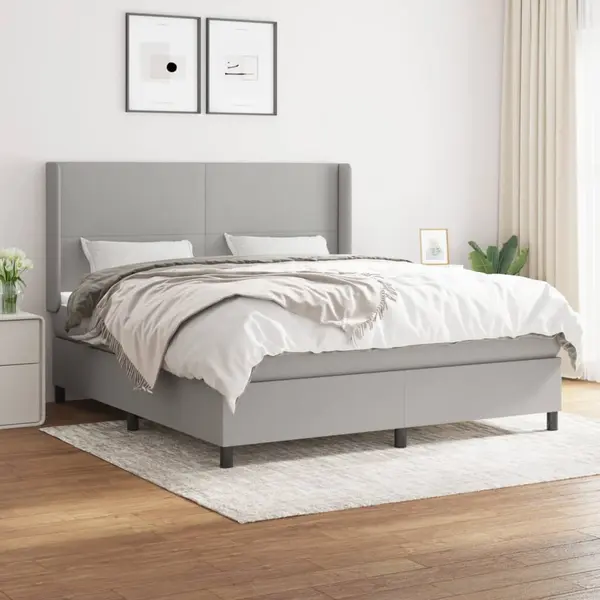 Gossi pat continental, gri deschis, 180x200 cm, material textil