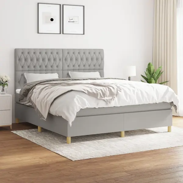 Gossi pat continental, gri deschis, 180x200 cm, material textil