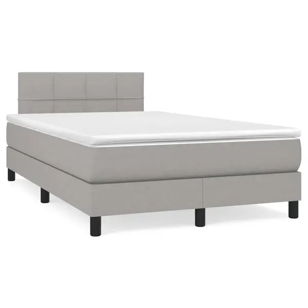 Gossi pat cu arcuri, saltea si led, gri deschis, 120x190 cm, textil