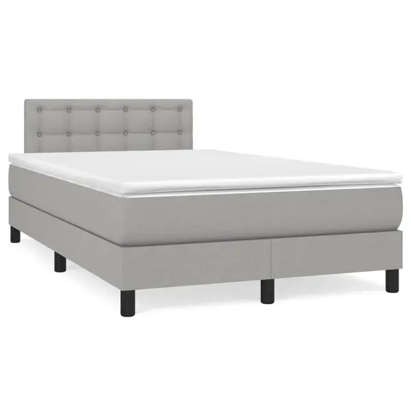 Gossi pat cu arcuri, saltea si led, gri deschis, 120x190 cm, textil