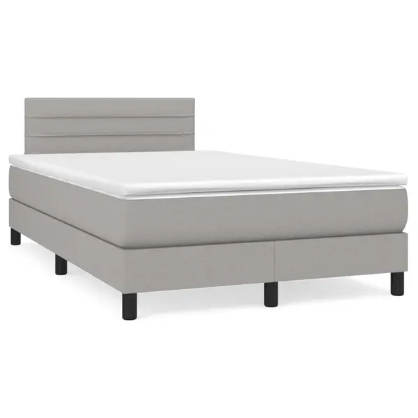 Gossi pat cu arcuri, saltea si led, gri deschis, 120x190 cm, textil
