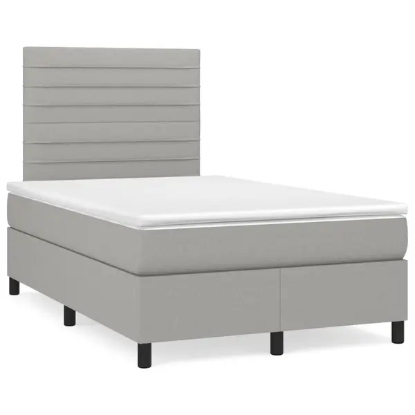 Gossi pat cu arcuri, saltea si led, gri deschis, 120x190 cm, textil