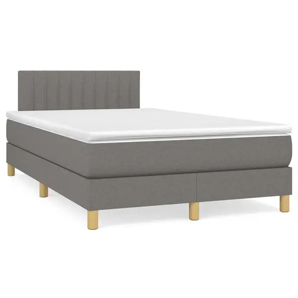 Gossi pat cu arcuri, saltea si led, gri inchis, 120x190 cm, textil
