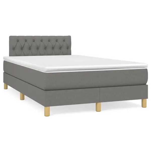 Gossi pat cu arcuri, saltea si led, gri inchis, 120x190 cm, textil