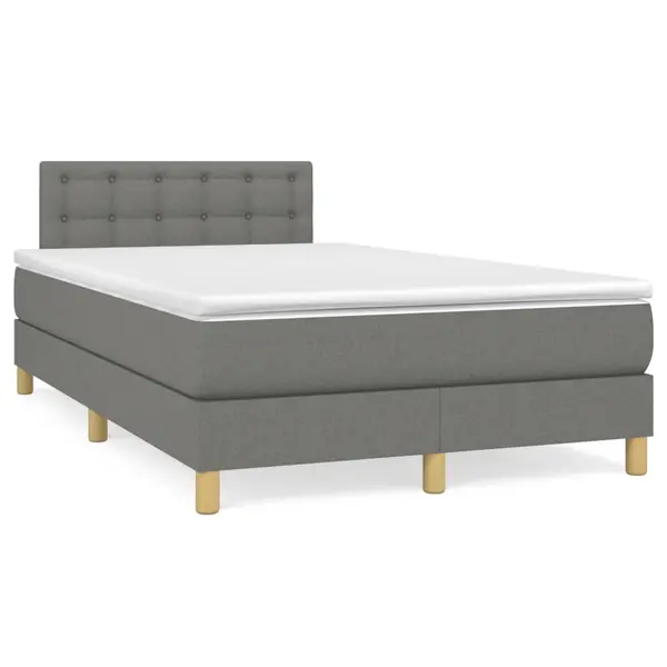 Gossi pat cu arcuri, saltea si led, gri inchis, 120x190 cm, textil