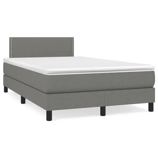 Gossi pat cu arcuri, saltea si led, gri inchis, 120x190 cm, textil