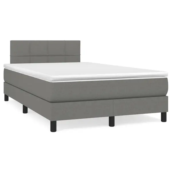 Gossi pat cu arcuri, saltea si led, gri inchis, 120x190 cm, textil