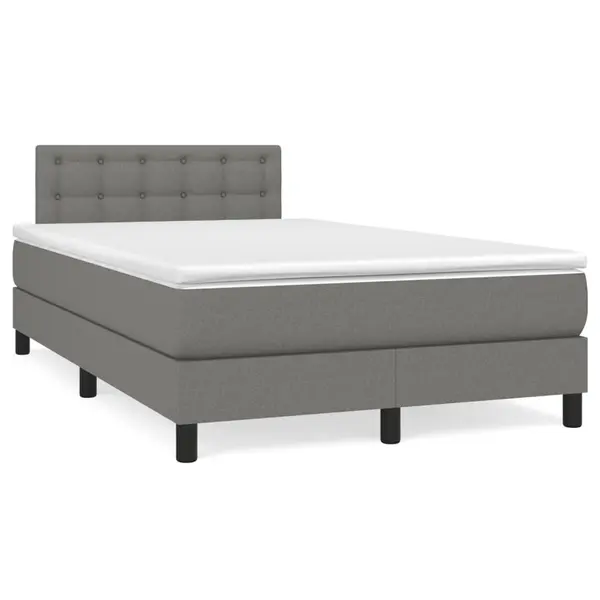 Gossi pat cu arcuri, saltea si led, gri inchis, 120x190 cm, textil