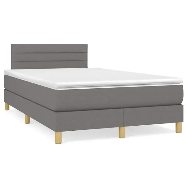 Gossi pat cu arcuri, saltea si led, gri inchis, 120x190 cm, textil
