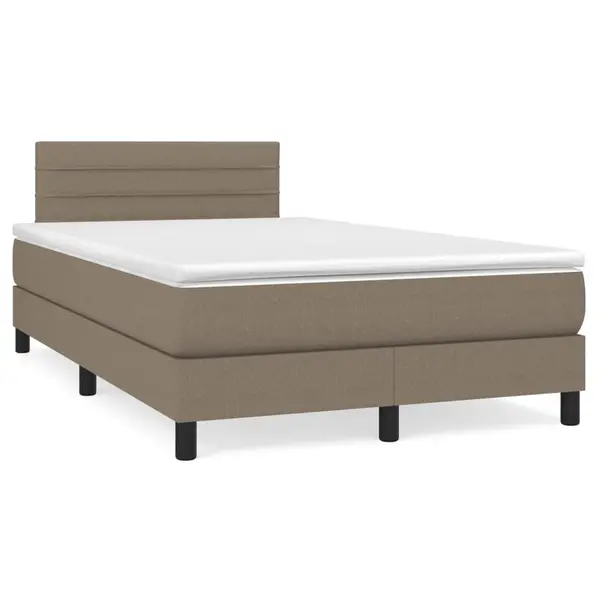 Gossi pat cu arcuri, saltea si led, gri taupe, 120x190 cm, textil
