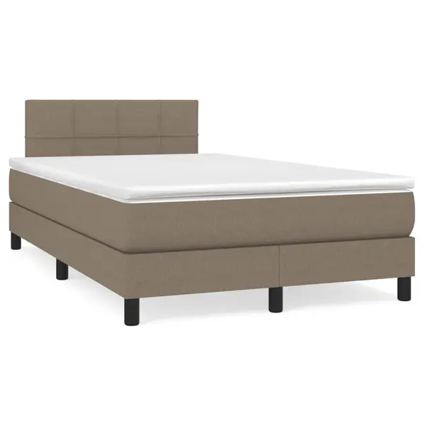 Gossi pat cu arcuri, saltea si led, gri taupe, 120x190 cm, textil