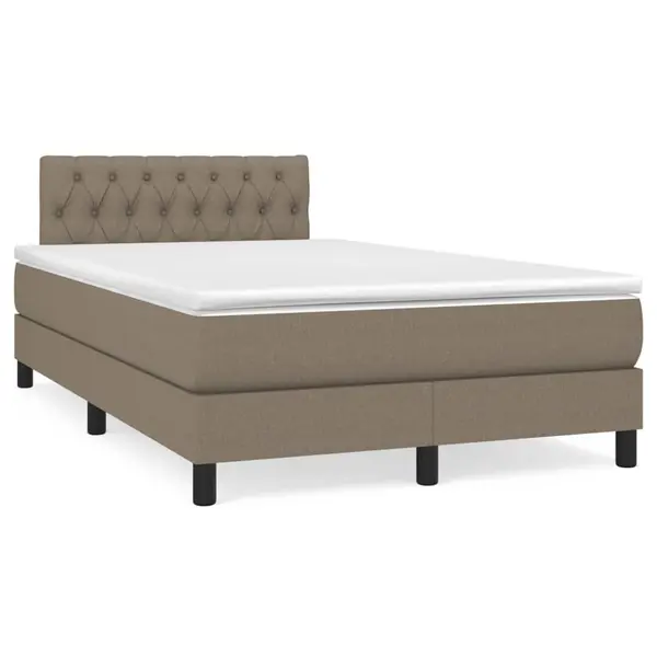 Gossi pat cu arcuri, saltea si led, gri taupe, 120x190 cm, textil