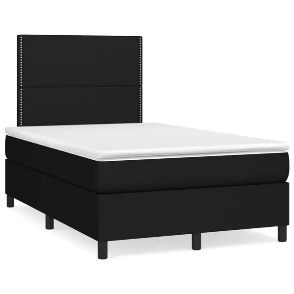 Gossi pat cu arcuri, saltea si led, negru, 120x190 cm, textil
