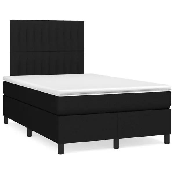 Gossi pat cu arcuri, saltea si led, negru, 120x190 cm, textil