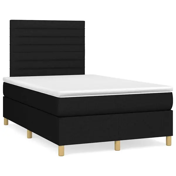 Gossi pat cu arcuri, saltea si led, negru, 120x190 cm, textil