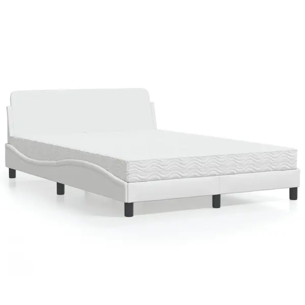 Gossi pat cu saltea, alb, 120x200 cm, piele ecologica
