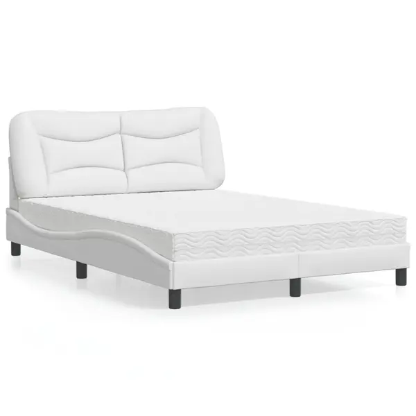 Gossi pat cu saltea, alb, 140x190 cm, piele ecologica