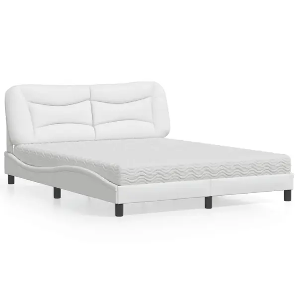 Gossi pat cu saltea, alb, 160x200 cm, piele ecologica