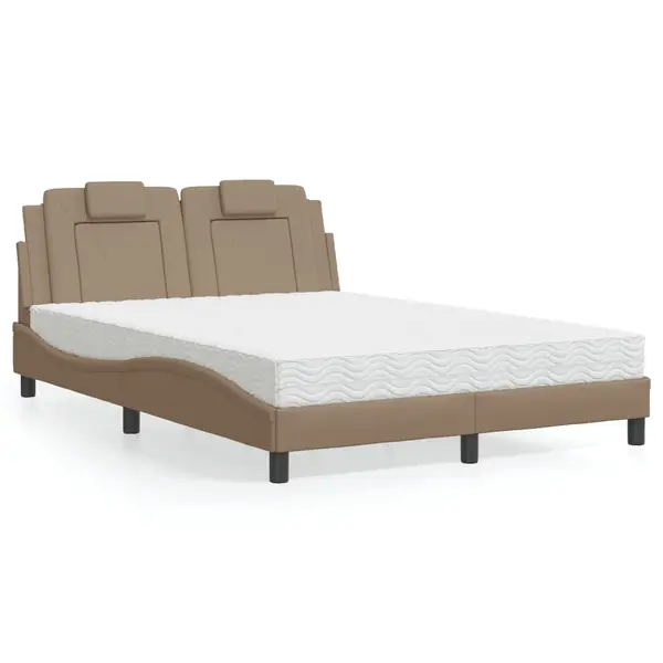 Gossi pat cu saltea, cappuccino, 120x200cm piele ecologica