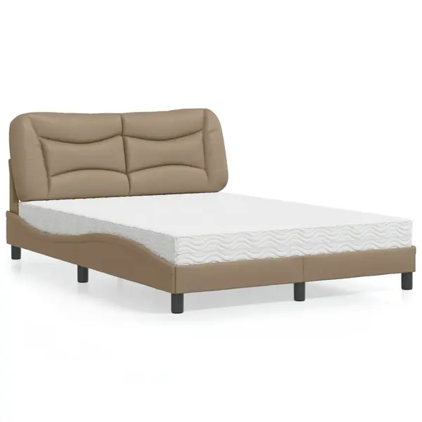 Gossi pat cu saltea, cappuccino, 120x200cm piele ecologica