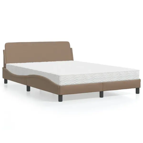 Gossi pat cu saltea, cappuccino, 140x200cm piele ecologica