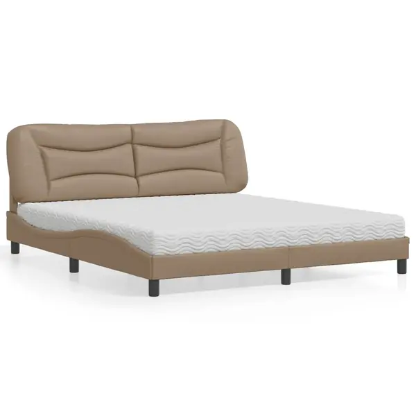 Gossi pat cu saltea, cappuccino, 180x200cm piele ecologica