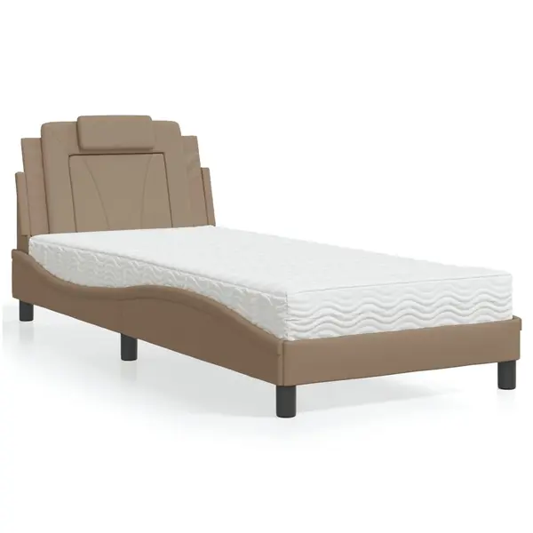 Gossi pat cu saltea, cappuccino, 80x200 cm piele ecologica