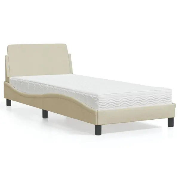 Gossi pat cu saltea, crem, 90x200 cm, textil