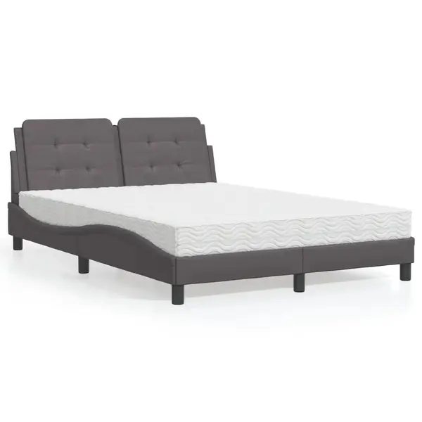 Gossi pat cu saltea, gri, 120x200 cm, piele ecologica