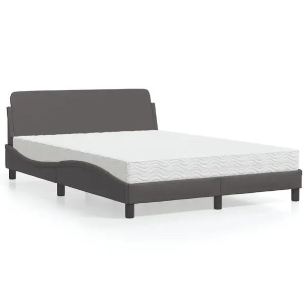 Gossi pat cu saltea, gri, 120x200 cm, piele ecologica