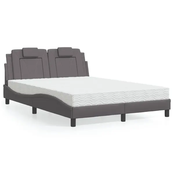 Gossi pat cu saltea, gri, 120x200 cm, piele ecologica