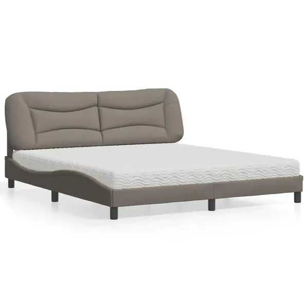 Gossi pat cu saltea, gri taupe, 180x200 cm, textil
