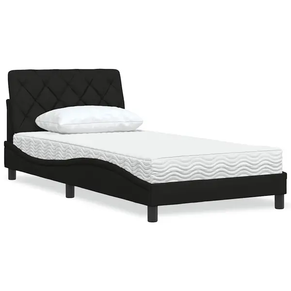 Gossi pat cu saltea, negru, 100x200 cm, textil