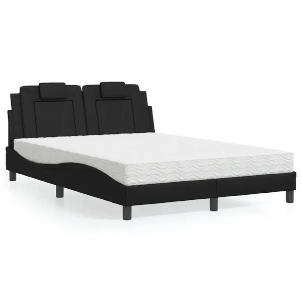 Gossi pat cu saltea, negru, 120x200 cm, piele ecologica