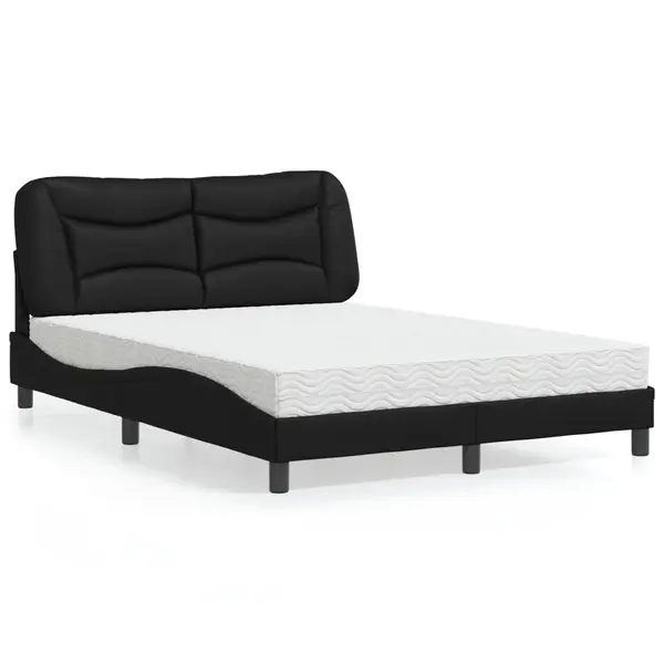 Gossi pat cu saltea, negru, 140x190 cm, piele ecologica