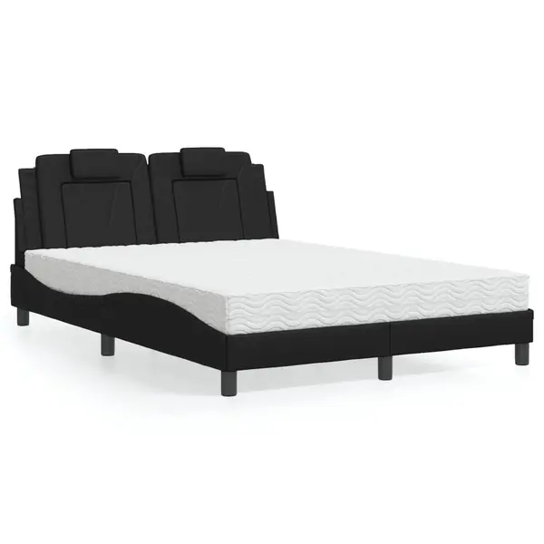 Gossi pat cu saltea, negru, 140x190 cm, piele ecologica