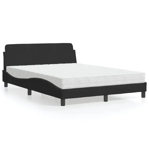 Gossi pat cu saltea, negru, 140x200 cm, catifea