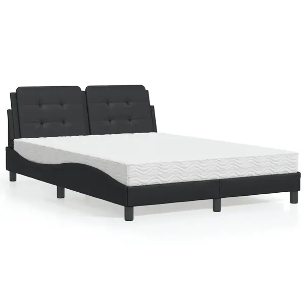 Gossi pat cu saltea, negru, 140x200 cm, piele ecologica