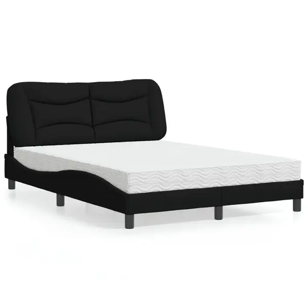 Gossi pat cu saltea, negru, 140x200 cm, textil