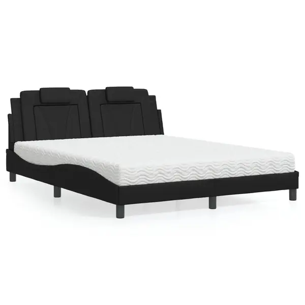 Gossi pat cu saltea, negru, 160x200 cm, piele ecologica