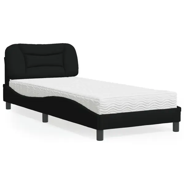 Gossi pat cu saltea, negru, 90x200 cm, textil