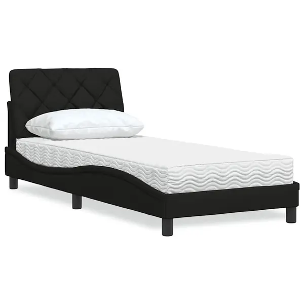 Gossi pat cu saltea, negru, 90x200 cm, textil